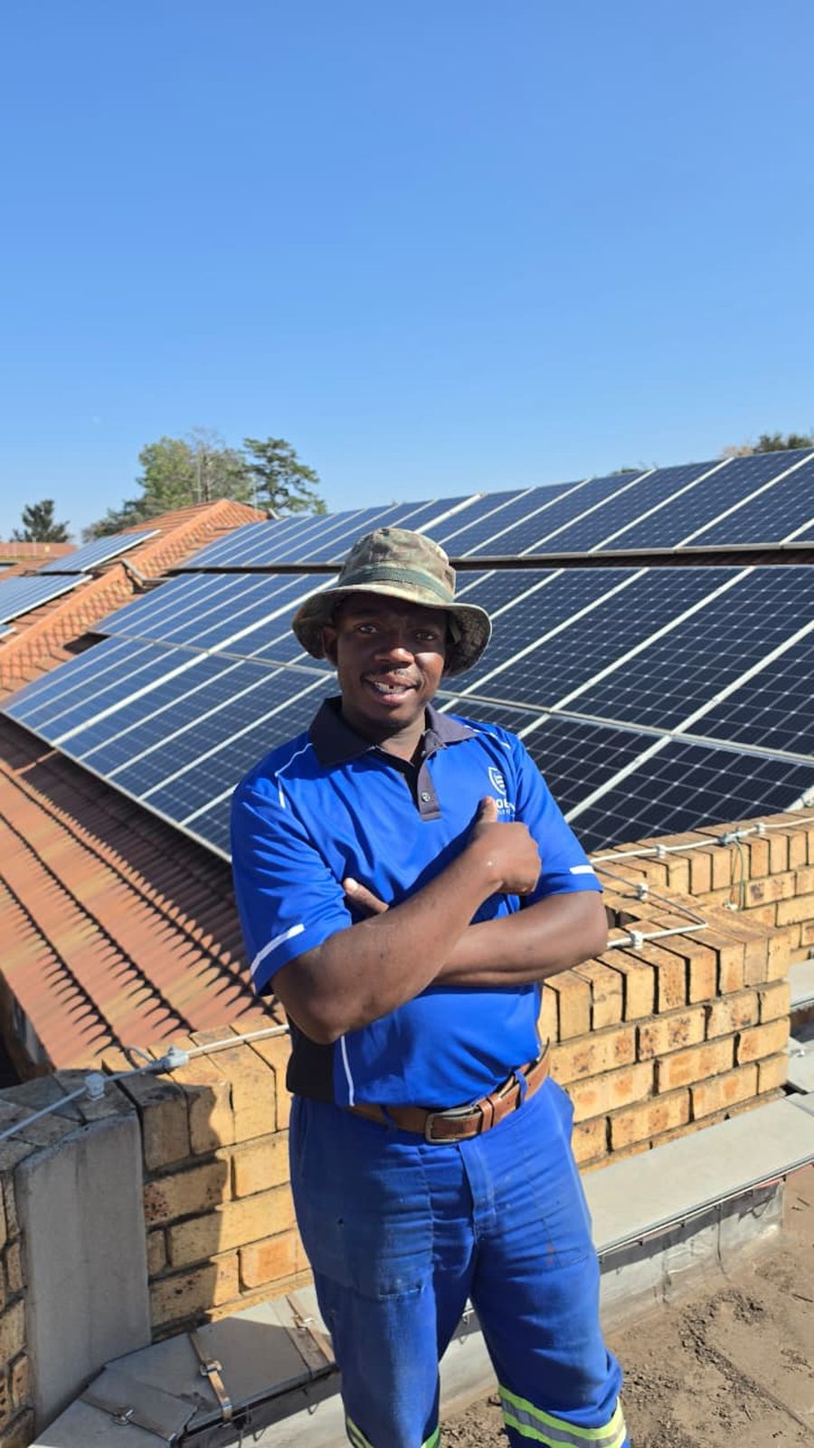Ndu, Clean team at RobCon Electrical, on a solar installation