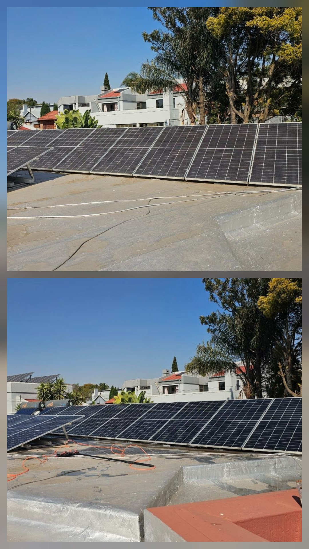 Solar panel cleaning project — Flat-roof residential system