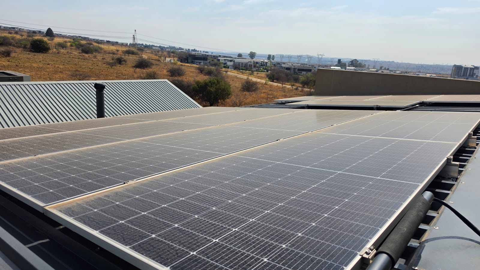 Solar panel cleaning project — Dust build-up before cleaning